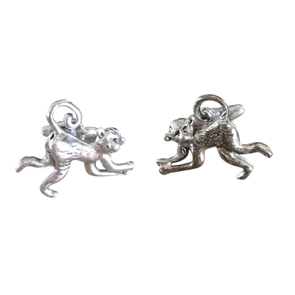Rotenier Accessories - Vintage RRC Rotenier Swing Sterling Silver Playful Monkey Handcrafted Cufflinks
